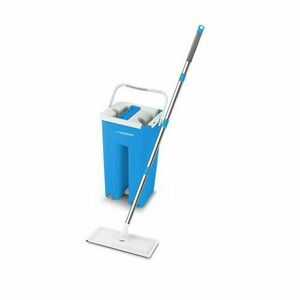 Set mop cu galeata, Esperanza Squeeze Mop Perfect Clean 96403, microfibra, rotire 360 grade, cuve separate pentru spalare si uscare (Alb/Albastru) imagine