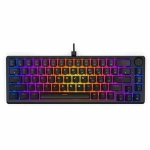 Tastatura Gaming Mecanica Krux Atax 65% PRO Outemu Red KRX0126, iluminare RGB, Layout US (Negru) imagine