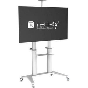 Stand mobil Techly ICA-TR49W, 70inch-120inch, Raft multimedia, Reglabil, 140 kg (Alb) imagine