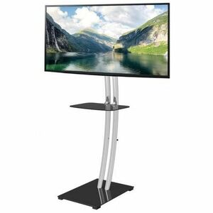 Stand Techly ICA-TR14, inaltime reglabila, raft multimedia, 32inch-70inch, 68 kg (Argintiu/Negru) imagine