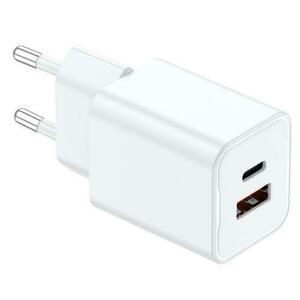 Incarcator Retea Lemontti GaN Dual Port 1x Type-C si 1x USB-A, 30W, EU Plug, Alb imagine