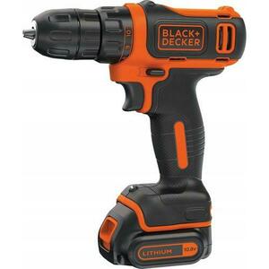 Masina de gaurit Black & Decker BDCDD12, 10.8 V, 1 baterie de 1.5 Ah, Diametru mandrina foraj 10 mm, Cuplu 26 Nm, Viteza rotatie 550 (Negru/Portocaliu) imagine