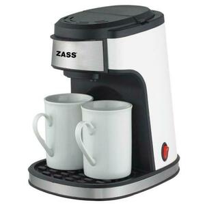 Cafetiera Zass ZCM 01, 450 W, Filtru lavabil + 2 cesti ceramice (Alb/Negru) imagine