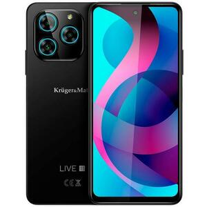 Telefon Mobil Kruger&Matz Live 11, Procesor Unisoc T606 Octa-Core, Ecran IPS 6.56inch, 6GB RAM, 128GB Flash, Camera Duala 50 + 2 MP, Wi-Fi, 4G, Dual SIM, Android (Negru) imagine