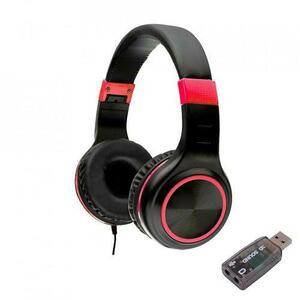 Casti Gaming Spacer SPHS-PEARL-RD-USB, Cu fir, Microfon (Negru/Rosu) imagine