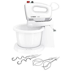 Mixer cu bol Bosch MFQ2600G, 375W, 4 trepte de viteza+turbo, 2 spirale, 2 teluri (Alb) imagine