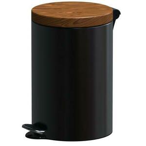 Cos de gunoi cu pedala Studio Casa, Metal, 12L, Negru/Wood imagine