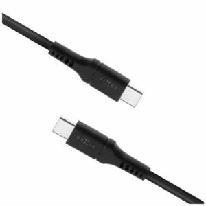 Cablu scurt de incarcare si date din silicon FIXED, conectori USB-C/USB-C, suport PD, 0, 5 m, USB 2.0, 60 W (Negru) imagine