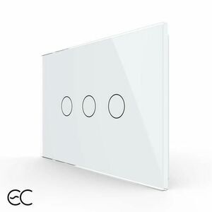 Intrerupator triplu cu touch Livolo din sticla, standard Italian, protocol ZigBee EC - Serie noua (Alb) imagine