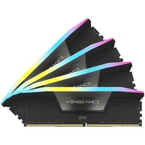 Memorie Corsair VENGEANCE XMP 3.0 4x16GB, DDR5, 6000MT/s, CL 36, RGB, Black Heatspreader, 1.35V, pentru Intel 700 Series imagine