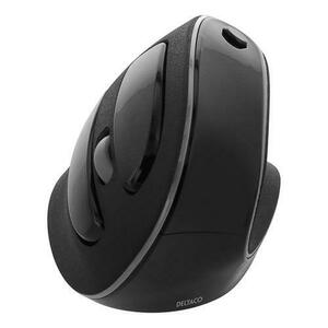 Mouse vertical ergonomic wireless DELTACO OFFICE, 2400 DPI, 6 butoane, receptor USB Nano de 2, 4 GHz (Negru) imagine