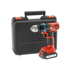 Masina de gaurit si insurubat Black+Decker, acumulator, 18 V, 1.5 Ah, 30 Nm, incarcator, valiza (Rosu/Negru) imagine