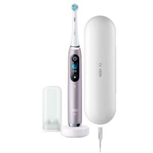 Periuta de dinti electrica Oral-B iO9, Tehnologie Magnetica, Micro-Vibratii, Inteligenta artificiala, Display led, Senzor de presiune Smart, Timer, 7 moduri, 1 capat, Suport rezerve, Incarcator magnetic, Trusa de calatorie cu incarcator (Roz) imagine