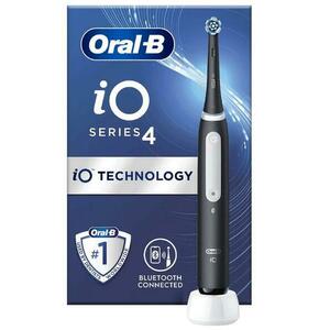 Periuta de dinti electrica Oral-B iO4 cu Tehnologie Magnetica si Micro-Vibratii, Senzor de presiune Smart, 4 moduri, 1 capat, Trusa de calatorie (Negru) imagine