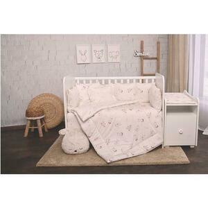 Set lenjerie pat 8 piese Lorelli Trend Beige Bunnies, bumbac ranforce imagine