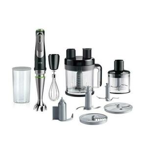 Mixer vertical Braun MultiQuick 9 MQ9195XLI, 1200W, Tocător 500ml, Bol 3, 2l, Sistem EasyClick Plus, SplashControl, iMode, ActiveBlade, SmartSpeed, Pahar 600ml fără BPA, ChildLock, Lame inox (Negru/Argintiu) imagine