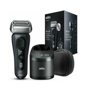 Aparat de ras electric Braun Series 8 8463cc, Autonomie 60 minute, Rezistent la apa, Indicator LED (Gri) imagine