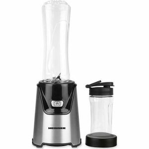 Blender sport Heinner WellGo Mix 400 HSB-T400SS, 400W, recipiente Tritan fara BPA 600/400ML, buton ON/OFF, 19000RPM, lame din inox, carcasa din inox (Argintiu/Negru) imagine