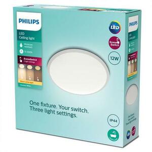 Plafoniera LED Philips Cavanal, 12W, 1200 lm, 3 trepte de intensitate, lumina calda (2700K), IP44, 25cm, Alb imagine