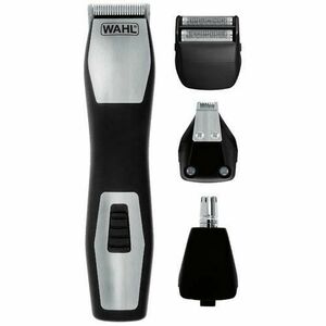 Aparat de tuns barba Wahl 09855-1216, GroomSman Pro, cu 6 pozitii, 3 nivele individuale de tuns, alimentare acumulator, 4 piepteni de ghidare, trimmer pentru precizie, autonomie 60 minute, Negru imagine