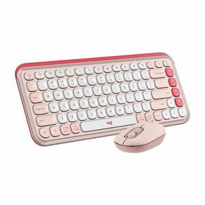 Kit tastatura si mouse Logitech Pop Icon Combo, Bluetooth, Layout US (Roz) imagine