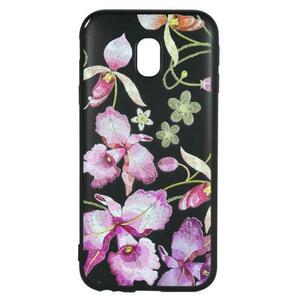 Just Must Husa Silicon Printed Embroidery Pink Flowers JMPEJ317PKFL pentru Samsung Galaxy J3 2017 (Multicolor) imagine