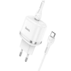 Incarcator Retea Cu Cablu USB-C HOCO Victorious N24, 20W, 3A, 1 x USB-C, Alb imagine