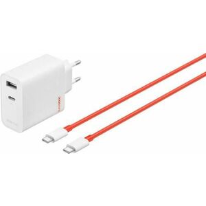 Incarcator Retea Cu Cablu USB-C OnePlus 5461100597, 80W, 7.3A, 1 x USB-A - 1 x USB-C (Alb) imagine