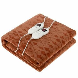 Patura electrica Camry CR 7436 cu Temporizator, Super Soft Fleece, 150x160cm (Maro) imagine