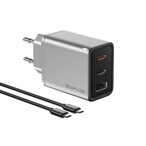 Incarcator retea EcoFlow 65W GaN, Fast Charger, 2x USB-C 1x USB-A (cablu 100W inclus), Gri imagine