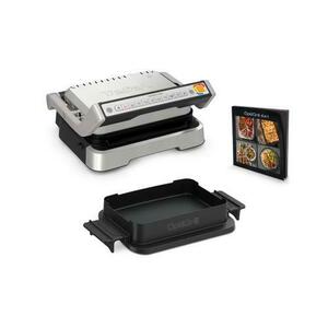 Gratar electric Tefal OptiGrill 4 in 1 GC774D30, 2100W, 9 programe de gatire automate, tava pentru cuptor, tavi detasabile cu invelis antiaderent (Argintiu/Negru) imagine