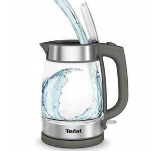 Fierbator Tefal Glass Kettle KI740B30, 2200 W, sticla, 1.7 l (Transparent/Gri) imagine