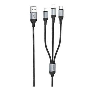 Cablu Incarcare USB-A - Lightning / microUSB / USB-C HOCO X102, 18W, 1m, Negru imagine