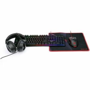 Kit gaming cu fir Redragon S137 Essentials 4 in 1 mouse, tastatura, casti, mousepad, iluminare RGB, Negru imagine