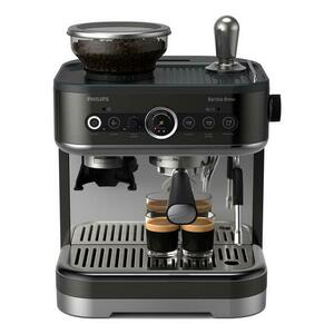 Espressor semi-automat Philips Barista Brew PSA3218/10, 1350 W, 4 buc portfiltre din otel, Rasnita incorporata, 15 setari de macinare, Carafa din otel (Argintiu/Negru) imagine