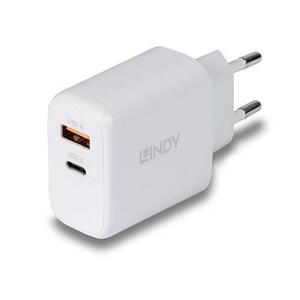 Incarcator retea LINDY LY-73428, 1x USB, 1x USB-C, 65W (Alb) imagine