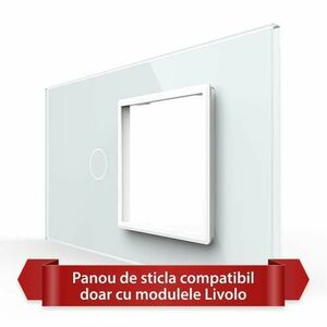 Panou Intrerupator Simplu cu Priza LIVOLO din Sticla, Standard Italian - 4M (Alb) imagine