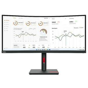 Monitor VA LED Lenovo ThinkVision 34inch T34w-30, UWQHD (3440 x 1440), HDMI, DisplayPort, Ecran curbat (Negru) imagine