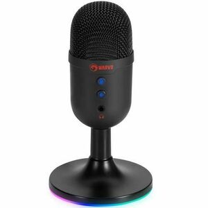 Microfon Marvo MIC-06, omnidirectional, iluminare Rainbow, USB (Negru) imagine