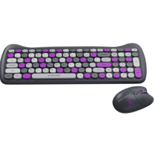 Kit Canyon Kitty Edition, Tastatura + Mouse Optic + Mouse Pad, Wireless, USB (Multicolor) imagine