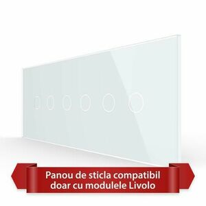 Panou intrerupator dublu+dublu cu touch Livolo din sticla (Alb) imagine