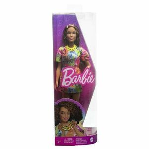 Papusa Barbie Fashionistas - Satena cu rochie cu imprimeu Good Vibes imagine