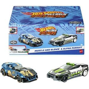 Set 2 masinute metalice Hot Wheels Pull Back- Muscle And Blown si Alpha Pursuit 1: 43 imagine