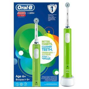 Periuta de dinti electrica Oral B Junior pentru copii, 20000 pulsatii/min, 8800 ocilatii/min, Curatare 3D, 1 program, 1 capat (Verde) imagine