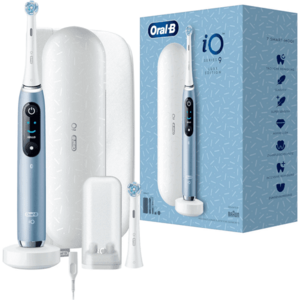 Periuta de dinti Oral-B iO Series 9 Aqua Marine Luxe Edition, Display interactiv OLED, Timer, Bluetooth, Tehnologie AI, Carcasa de calatorie (Albastru) imagine