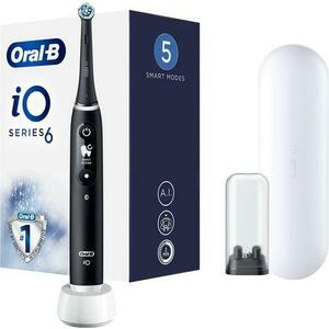 Periuta de dinti electrica Oral-B iO6 cu Tehnologie Magnetica si Micro-Vibratii, Inteligenta artificiala, Display OLED interactiv, Senzor de presiune Smart, Timer, 5 moduri, 1 capat, Trusa de calatorie (Negru) imagine