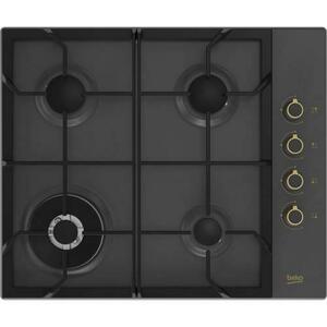 Plita incorporabila Beko HIGG64125SAR, Gaz, 4 arzatoare, Wok, Aprindere integrata, Siguranta, High-Efficiency Gas Burner, 60 cm (Antracit) imagine