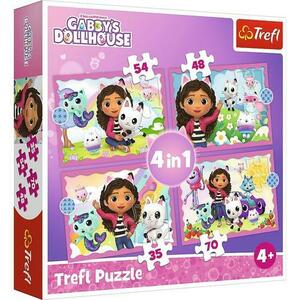 Puzzle Trefl 4 in 1 Gabbys Dollhouse, Aventurile lui Gabby imagine