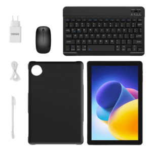 Tableta Doogee T10W, Procesor Spreadtrum T310 Quad-core, Ecran HD Display 10.1inch, 4GB RAM, 128GB Flash, 5MP + 2MP, 8000mAh, Dual SIM, Android 14 + Tastatura Bluetooth, Mouse Bluetooth, Stylus si Husa (Negru) imagine