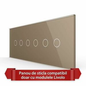 Panou Intrerupator Dublu + Dublu + Dublu cu Touch LIVOLO din Sticla, Standard Italian - 6/7M (Auriu) imagine